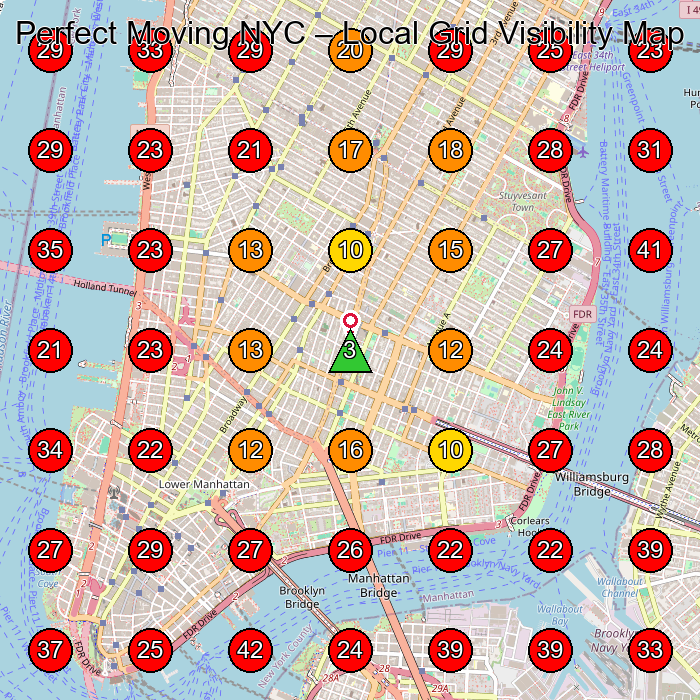 Perfect Moving NYC GeoGrid visibility map for Moving And Storage Service in New York
